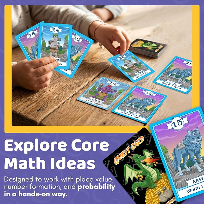 Matica Quest: The Fantasy Math Card Game for Kids Ages 7+, Educational Strategy Game on Place Value & Probability, Fun Family or Classroom Play, 2–6 Players