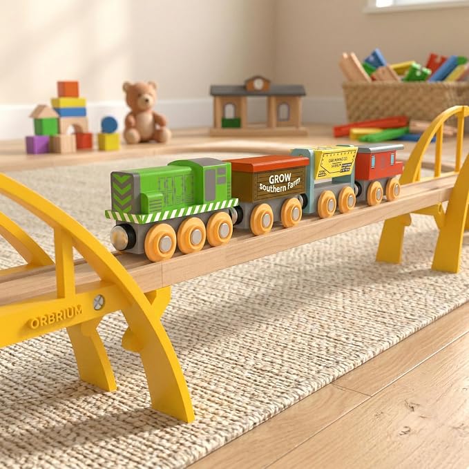 Wooden Train Set 12 PCS Magnetic Toy Train Cars with Storage Box Cover Tunnel Compatible with Thomas Brio Melissa and Doug Wooden Railway Toys for Grandkids Kids Toddlers Boys Girls