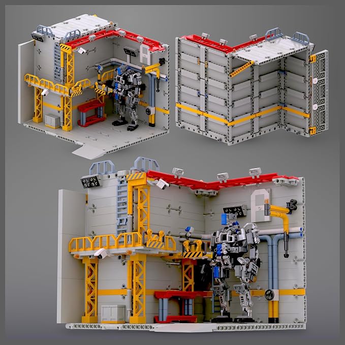 MyBuild Mecha Hangar 7006 with Mech – Robot Building Kit, Modular Mecha Base & Multi-Level Display System, Maintenance Bay for Mech Builds, Compatible with 7007 & 7008, Ages 16+