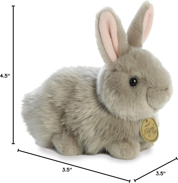 Aurora® Realistic Miyoni® Angora Bunny Grey Stuffed Animal - Lifelike Detail - Cherished Companionship - Gray 7.5 Inches