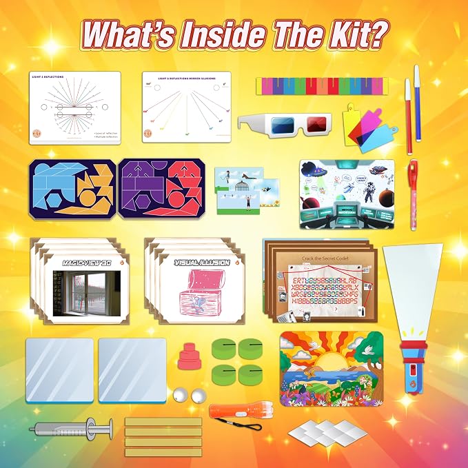 Butterfly EduFields My First Light & Optics Science Kit for Kids Ages 6-12 | 20 Spy Science Missions Across 7 Levels | Mirrors, Periscope, Color & Illusions | STEM Gift for Boys & Girls