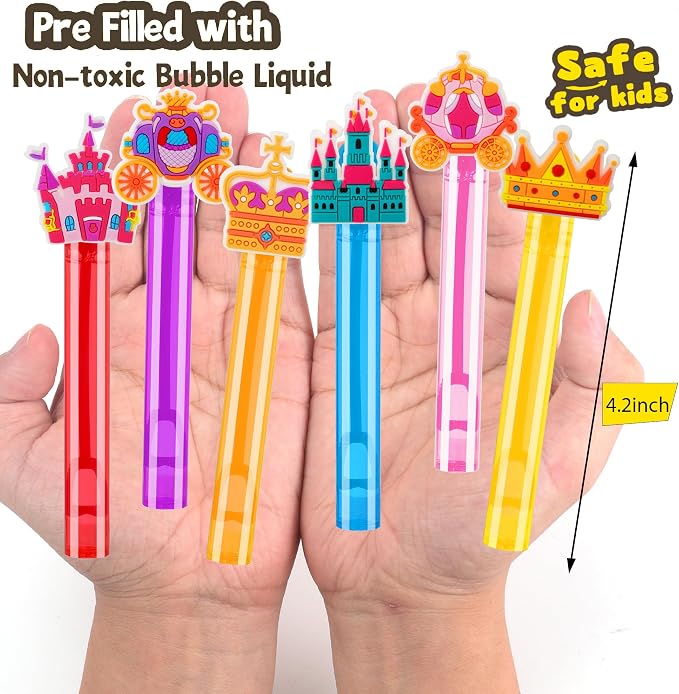 24PCS Princess Bubble Wands Toys for Kids, Princess Birthday Party Favors Supplies Decorations, Classroom Prizes, Pinata Fillers, Goodie Bag Stuffers Gifts
