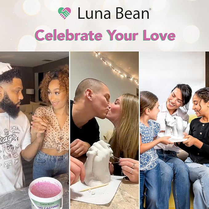 Luna Bean Hand Casting Kit – The Original Hand Mold Kit for Couples – Fathers Day Gift for Dad - Anniversary Engagement Birthday Gifts for Women Men Mom Wife Boyfriend Girlfriend Wedding Bridal Shower