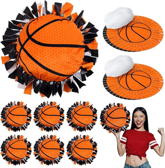 Weysat 6 Sets Basketball Tied Pillow Craft Kit DIY Orange Basketball Shaped Pillow Craft Gifts with PP Cotton for Sports Theme Party Room Decor VBS School Favors Classroom Giveaways