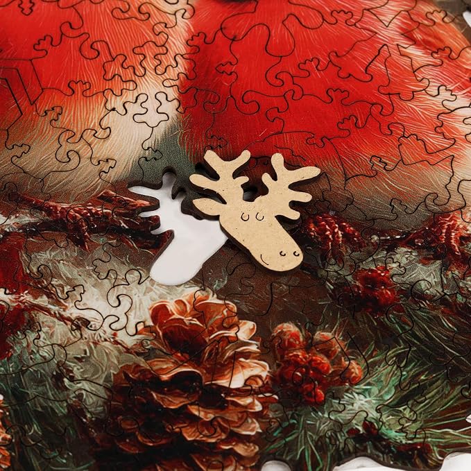 MEATRN Christmas Cardinal Wood Puzzles Adult – Three Baby Birds with Santa Hat, 480Pcs Wooden Jigsaw Puzzle for Festive Holiday Fun, Teens’s Party and Winter Activity 18.5"×13.5"