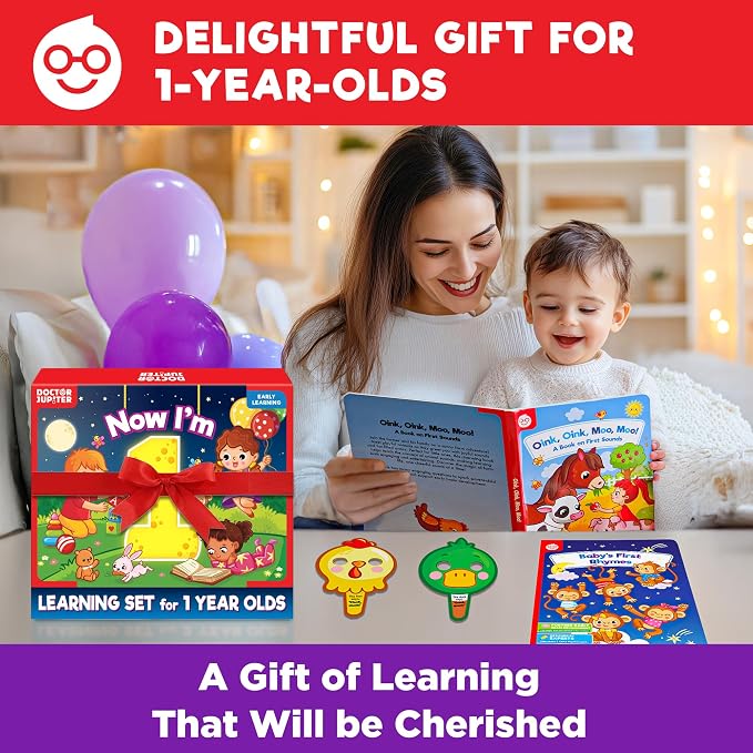 Doctor Jupiter Now, I AM 1 | Montessori Learning, Educational Toys for 1 Year Old | Birthday Gift Ideas for 1 Year Old Boy & Girl | Preschool Learning Activities | Toddler Words Book