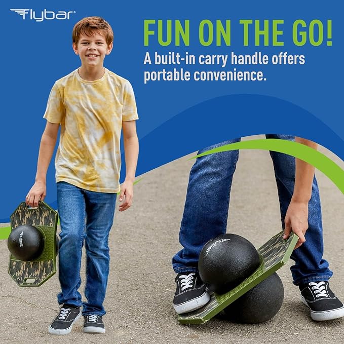 Flybar LED Pogo Trick Ball for Kids Balance Bounce Board w/Anti-Slip Deck