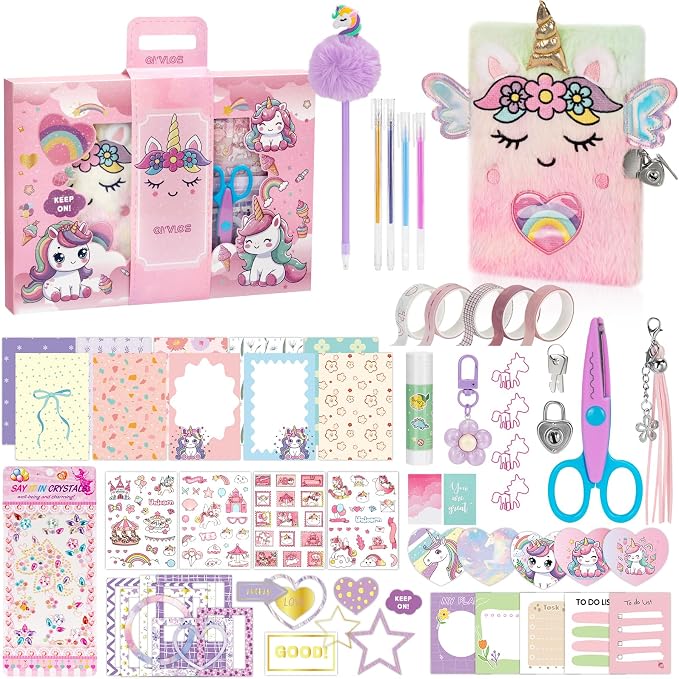 QIYVLOS DIY Journal Kit with Diary, Magical Theme Journaling Stationary Supplies Set Toys for ages 8-13, Birthday Arts and Crafts Gifts for Teen Girls Ages 8 9 10 11 12 13 14 Year Old