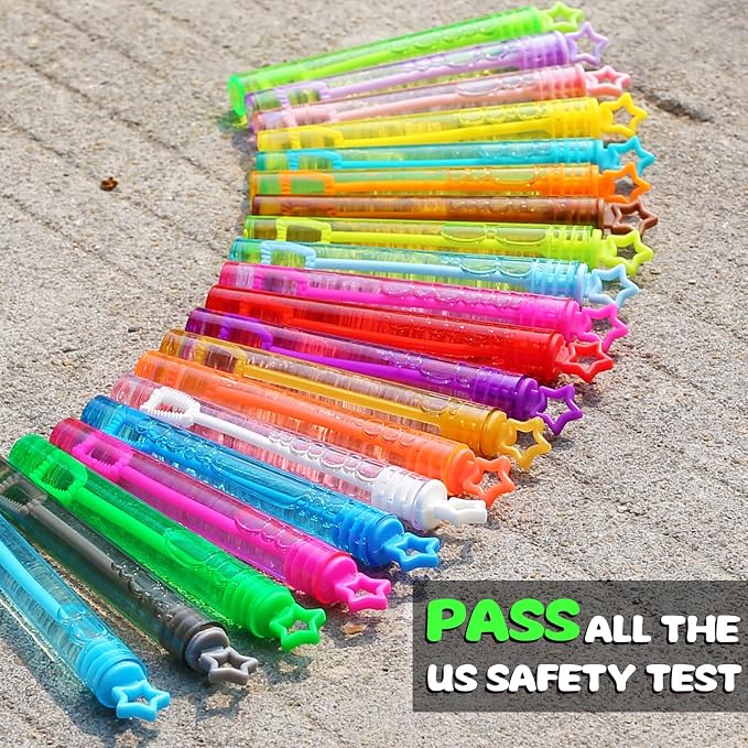 300 Pack 20 Colors Neon Bubbles Bulk in Gift Box, Mini Star Bubble Wand Party Favors for Kids, Birthday Treats, Party Supplies, Goody Bag Stuffer, Classroom Giveaways, Carnival Prizes Toy for Toddlers