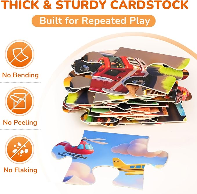 BenBen Floor Puzzles for Kids Ages 4–6, 48 Piece 2 x 3 Feet Transportation Jigsaw Puzzle, Large Vehicle-Themed Floor Puzzle with Big Pieces, Educational Toy Gift for Boys & Girls