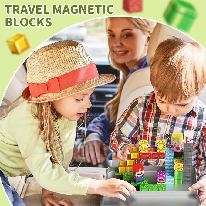 WMXDU Mini Magnetic Blocks, Travel Magnet Building Blocks for Toddlers, 35 PCS Magnetic Building Toys with Portable Iron Box STEM Educational Magnet Toys for Kids Ages 3 4 5 6 7 8 Year Old Boys Girls
