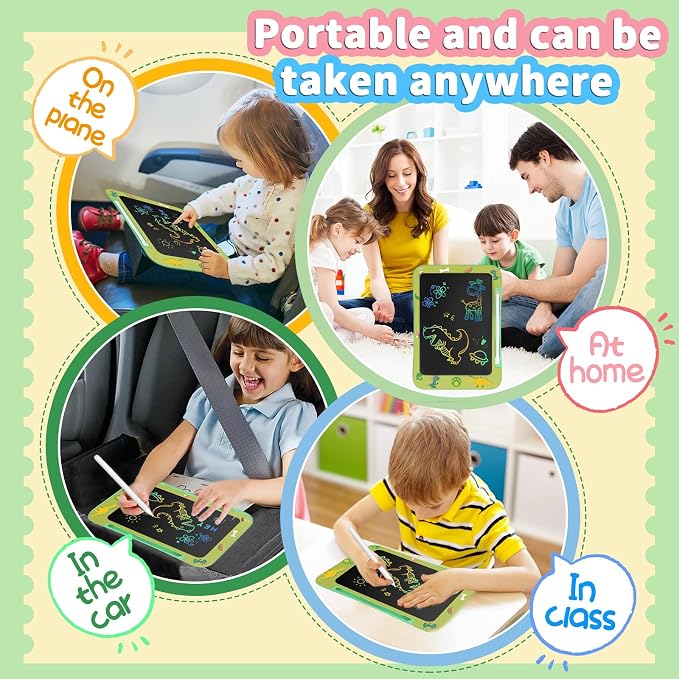 [2 Pack] Genialba LCD Writing Tablet for Kids, Colorful Screen Drawing Board for 3-7 Year Old Boys & Girls - Educational Toys for Birthday & Christmas (Dinosaur&Penguin)