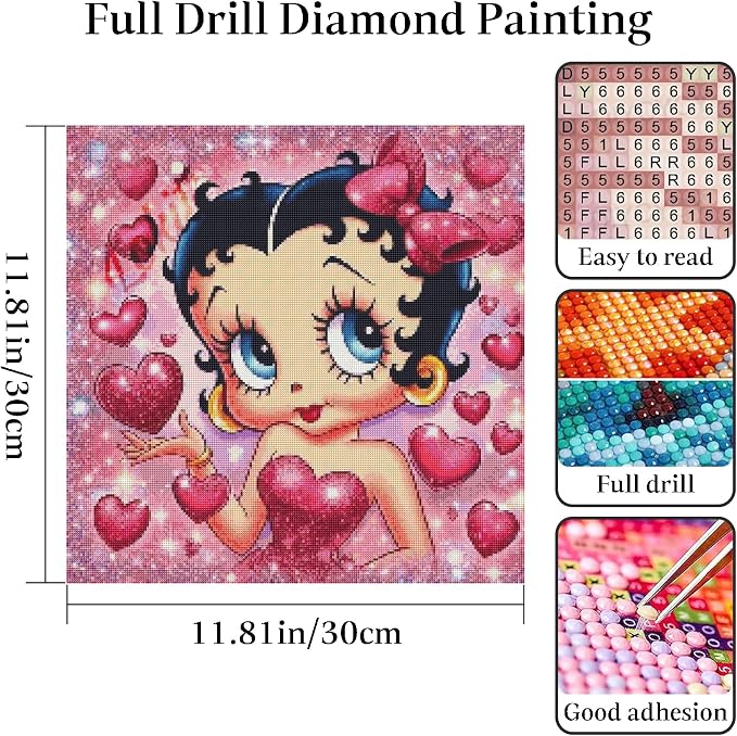 JAKI Diamond Art Kits for Adults,Cartoon Diamond Art Paintings for Beginners,5D Full Drill Gem Art Kits for Adults for Gift Home Wall Decor(12x12inch)