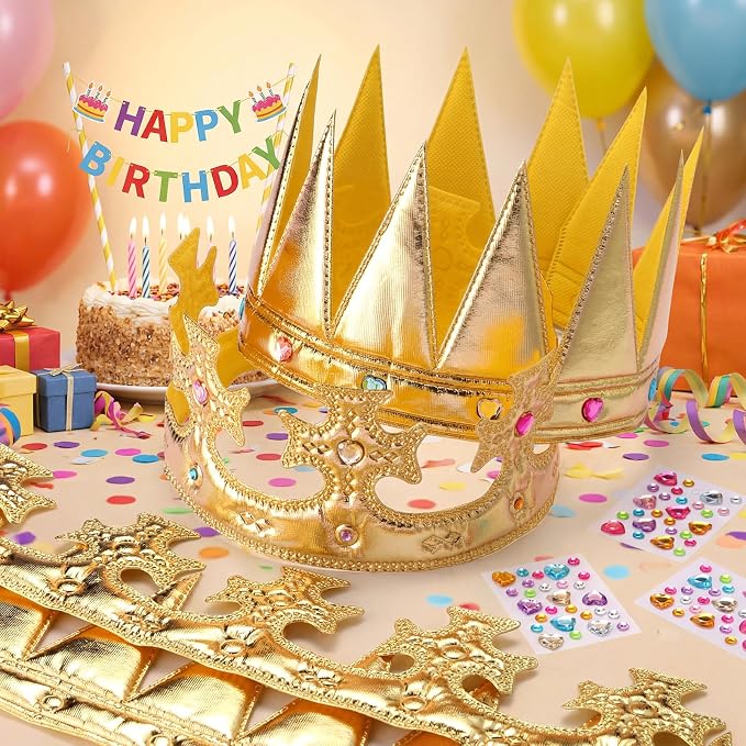 Yaomiao 22 pack DIY Crowns Set Include 12 Pcs Foam Princess Crowns and 10 Pcs Diamond Sticker for Kids
