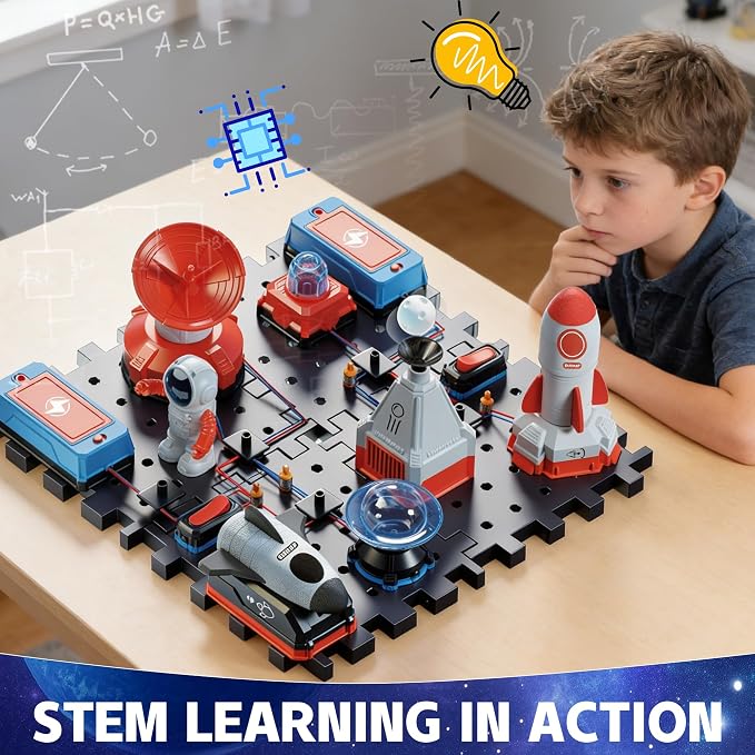 STEM Circuit Kit for Kids Ages 6+, 35PCS Electronics Kit with 200+ Projects, Educational Science Experiment Toy for Boys & Girls, Beginner Electrical Engineering Set for Home & School