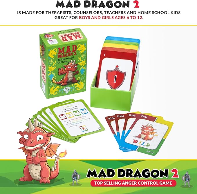 Mad Dragon 2: an Anger Control Card Game for Kids | A Fun, Therapist-Friendly Social Emotional Learning Activity that Teaches Emotional Regulation Through Play