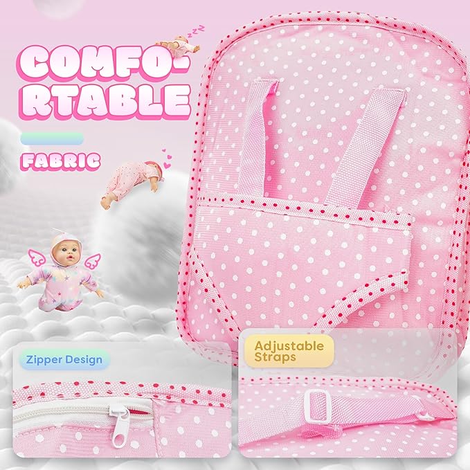 SMILESSKIDDO 12 Inch Soft Body Baby Doll for Toddlers with Take Along Dolls Backpack Carrier Accessories, Baby Doll Clothes and Babydoll Caring Set for Toddler Kids Girls