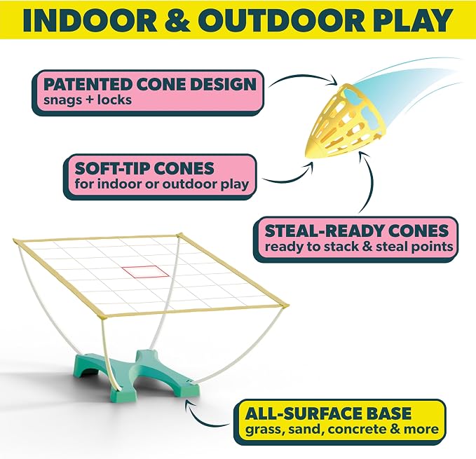 The Original Cone Toss Outdoor Target Tossing Outdoor Game - A New Twist on Cornhole and Bean Bag Toss Games | Perfect for Family, Friends, BBQs, & Tailgates | Fun for All, Adults & Children Ages 8+