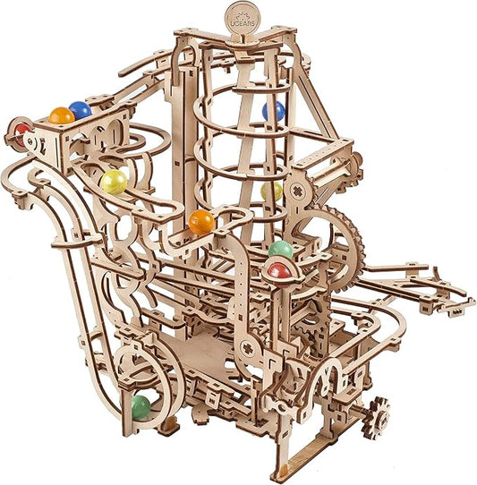 UGEARS Marble Run Spiral Hoist, 3D Puzzle, 11.2-inch Height, Wooden Marble Run Spiral Hoist Models, Mechanical Model Wooden Puzzles for Hobbyists