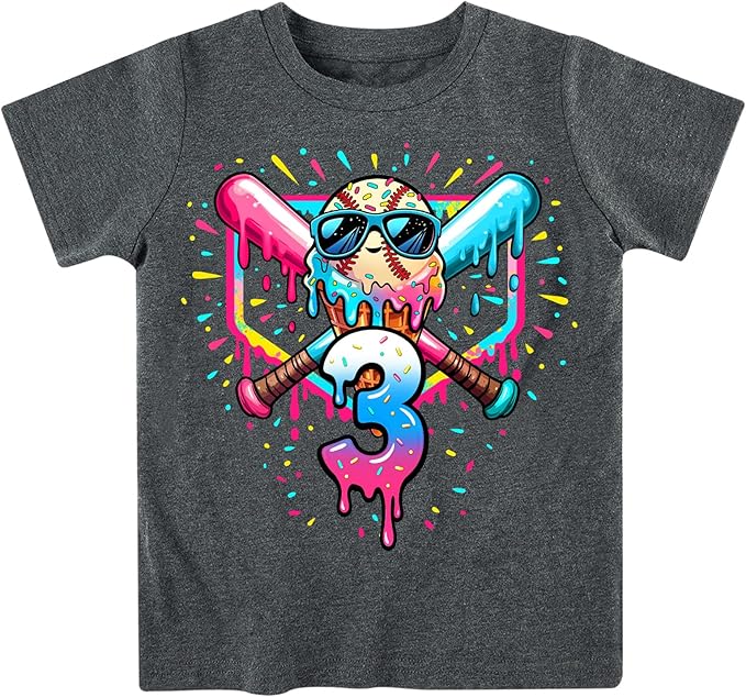 Lovekider 2-5 Years Birthday Boy Shirt Construction Party T-Shirts Excavator Cotton Short Sleeve Tee Dark Grey