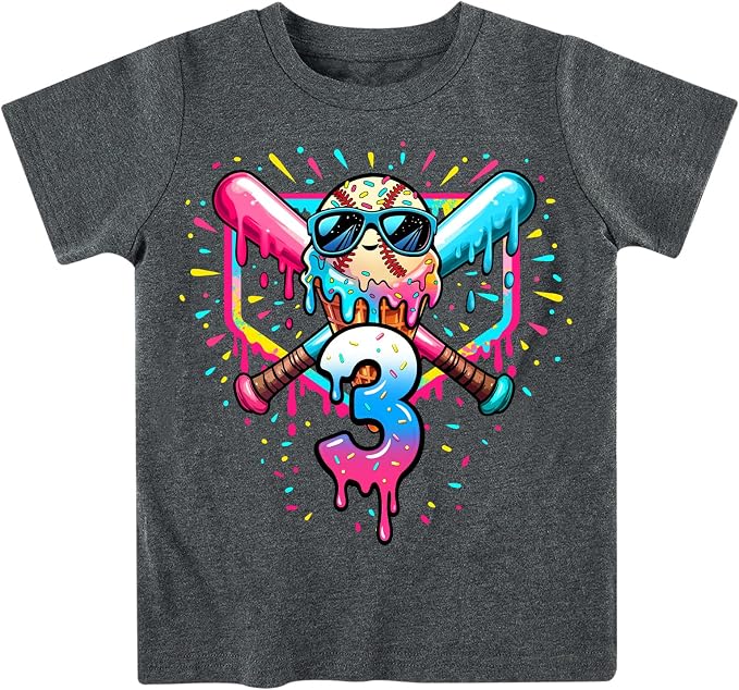 Lovekider 2-5 Years Birthday Boy Shirt Construction Party T-Shirts Excavator Cotton Short Sleeve Tee Dark Grey
