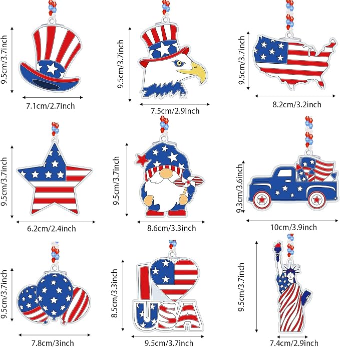 Pasimy 36 Sets 4th of July Arts Kit Patriotic Suncatchers Paint Your Own American Flag Window Hanging Ornaments Decorations Red Blue White Art Gifts for Independence Day Party Classroom Activity