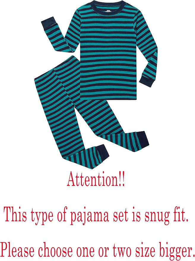 Family Feeling Kids & Toddler Boys Pajamas 2 Piece Pjs Set 100% Cotton Sleepwear