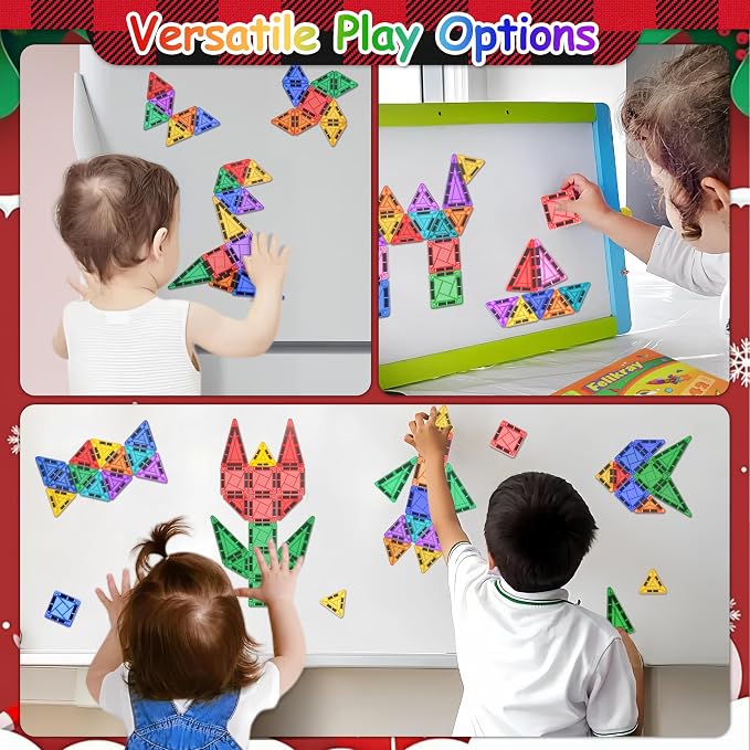 42pcs Magnetic Tiles for Kids, Mini Building Blocks Travel Set, STEM Learning Construction Toys for Toddlers 3+, Indoor Activities for Boys & Girls, Birthday Gift, Easter Basket Stuffer