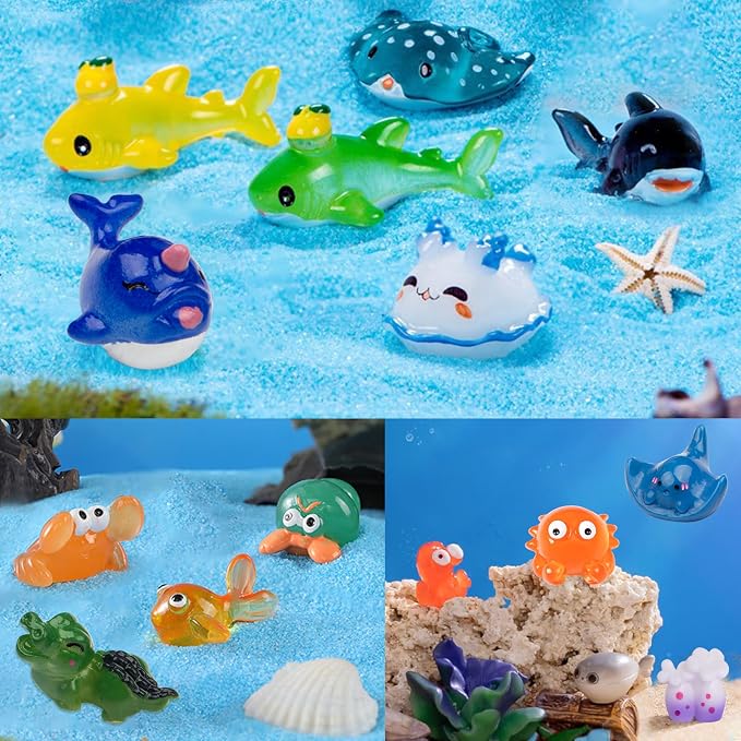 50pcs Mini Ocean Resin Animals, Miniature Figurines for Desk Pets, Resin Charms, Animal Figurines, Cute Mini Animals for Decoration and Hiding