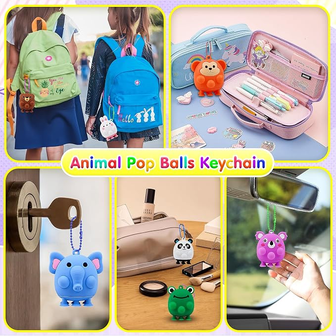 12 PCS Animal Pop Suction Fidgets Toys, Toddler Travel Sensory Toys for Airplane Car Activities Essential, Toddler Bath Toys, Goodie Bags Stuffers for Kids, 1 2 3 Year Old Boy Girls Birthday Gift