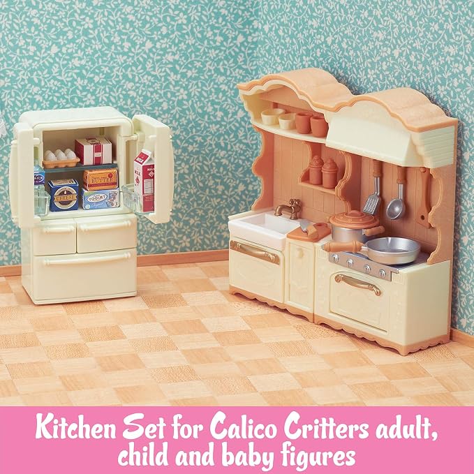 Calico Critters - Kitchen Play Set - Dollhouse Furniture Sets – Kids Pretend Play Toy, Miniature Dollhouse Furniture & Accessories, Ages 3+