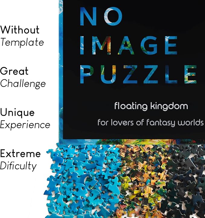 No Image Puzzle 1000 Irregular Pieces Extreme Difficult Jigsaw Challenge Adults Hardest Puzzle No Guide Ultimate Brain Teaser Hard Level Floating Kingdom Mystery Unique Gift