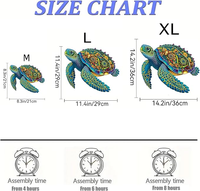 Wooden Puzzles, 242 PiecesSea Turtle Jigsaw Puzzles, Unique Shaped Wooden Puzzle for Adults and Kids, Family Game (Sea Turtle, Medium)