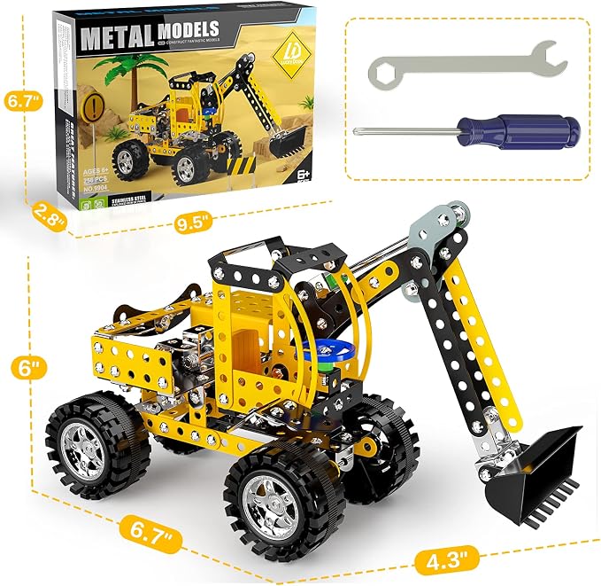 Lucky Doug Stem Building Projects Toys for Kids Boys 8 9 10 11 12 Year Old, Metal Building Construction Model kit, Building Blocks DIY Toy