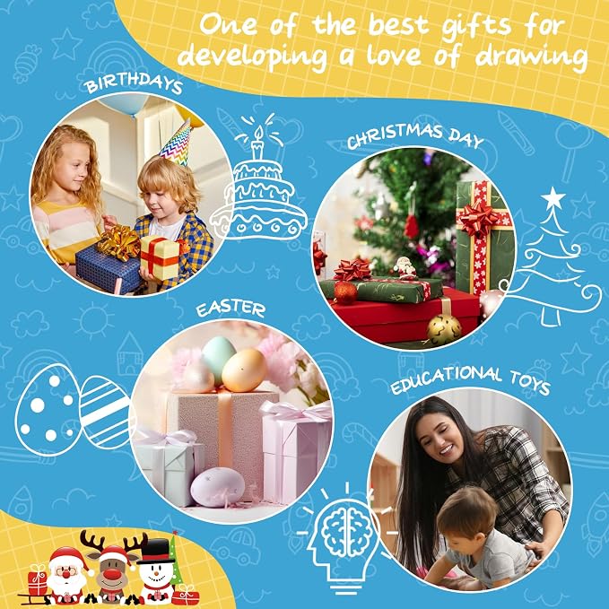 MAYESAR Magnetic Board for Kids, 1-2 Year Old Boy Gifts with Magnetic Letters and Numbers, Toddler Easel for Boy Birthday Christmas Gift (Blue)