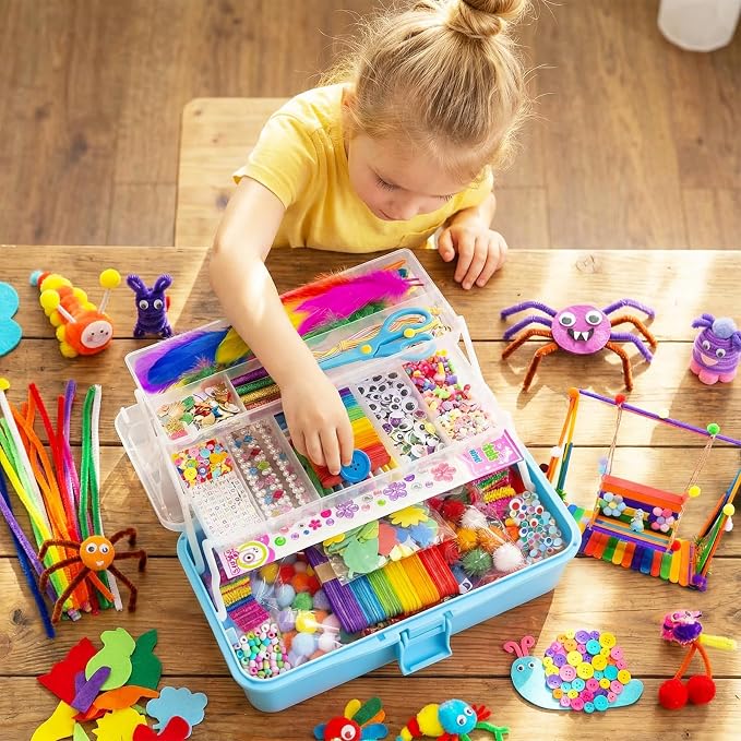 Bobbie Art Arts and Crafts Supplies for Kids- Ultimate Crafting Supply Carboodle in Portable 3 Layered Plastic Art Art Crafting Kit Birthday Gifts for Kids
