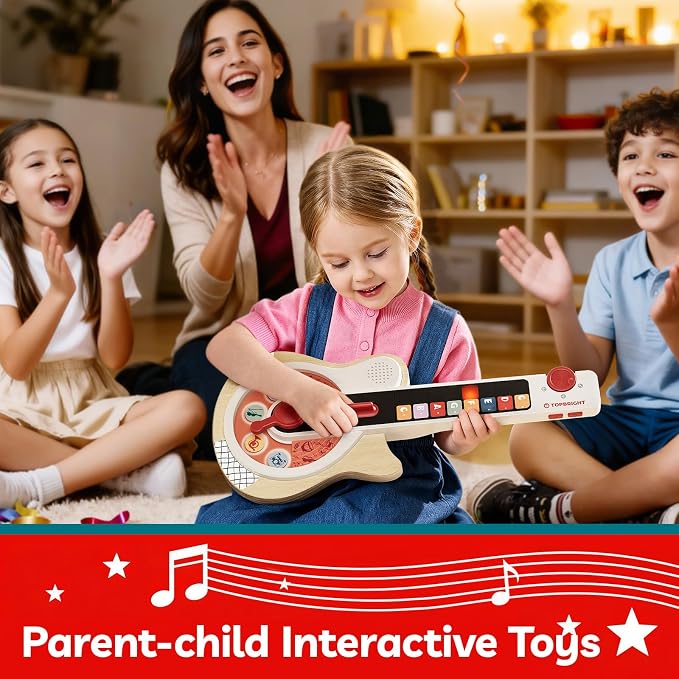 TOP BRIGHT Montessori Busy Board (Wooden Kids Guitar)