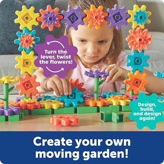 Learning Resources GardenGears Building Set - Hands-On Educational Construction & Engineering, Preschool STEM Building Sets, Toys for Kids, Montessori, Fine Motor Games, Gifts for Kids