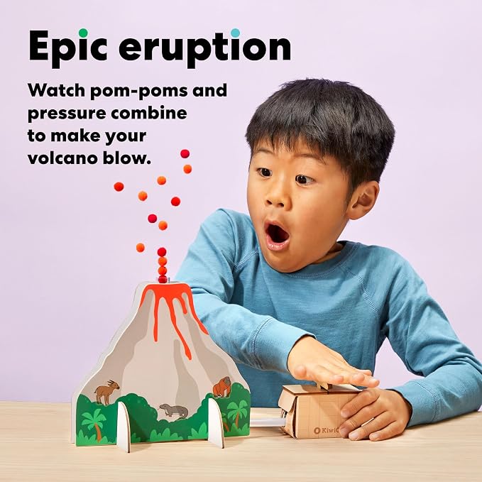 KiwiCo Volcano Science Kit for Kids Ages 5–8 – STEM Educational Toy & Science Gift with Rock & Mineral Exploration, Real Geodes, Magnifying Lens, Display Case & Eruption Experiment