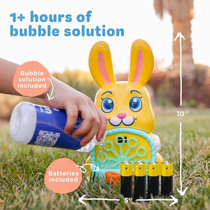 Move2Play Bubble Blower | Bubble Machine | Bubble Toy for Toddlers, Boys and Girls | Indoor & Outdoor | Birthday Party | Summer Fun | Gift for Girls 1, 2, 3, 4+ Years Old (4th of July) (Bunny)