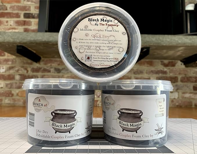 The Foamory Moldable Cosplay Foam Clay (900g Black) High Density Air Dry Clay, EVA Foam Sands Paints Easily, Non-Toxic Safe and Safe for Crafts