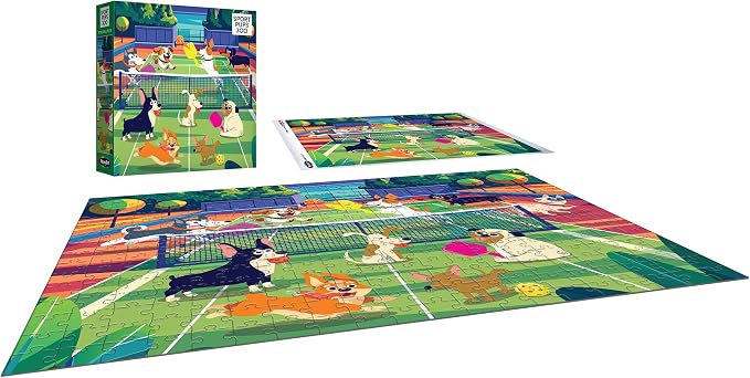RoseArt Pickleball Pups 300 Piece Jigsaw Puzzle – Made in USA, 18" x 24" Fun Dog-Themed Puzzle for Kids & Adults