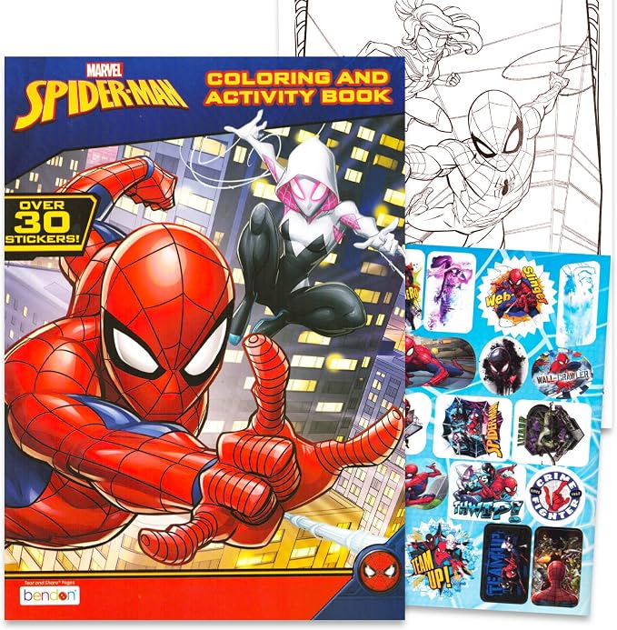 Marvel Spiderman Ultimate Coloring Book Set - 3 Spiderman Activity Books with Spider-Man Tattoos and Stickers