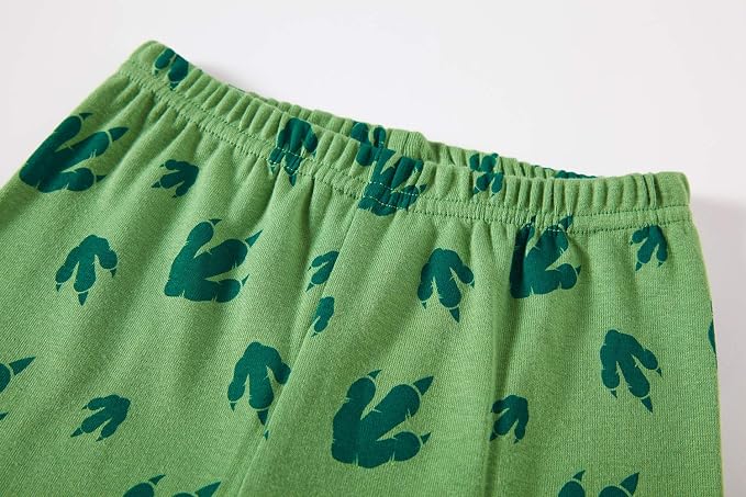 Popshion Little Boys 2 Piece Short Pajamas Train Shark Sleepwear 100% Cotton Toddler Dinosaur Pjs Summer Kids Clothes 2-7T