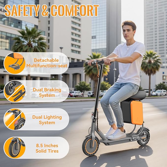 Aovowheel Electric Scooter for Adults, Folding E Scooter with 350W/500W Motor 16/24 Mph Top Speed, Max 19-23 Miles Long Range, 8.5''/10''/14''Tires Commuting Scooters with Dual Brakes System, APP
