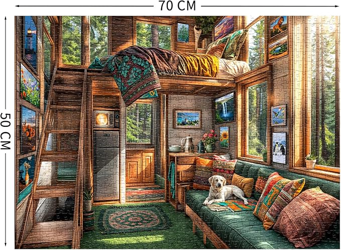 Forest House Puzzles for Adults 1000 Pieces, Letters on Back, Hard Difficult Challenging, Precise Interlocking Pieces, Gifts for Father's Day