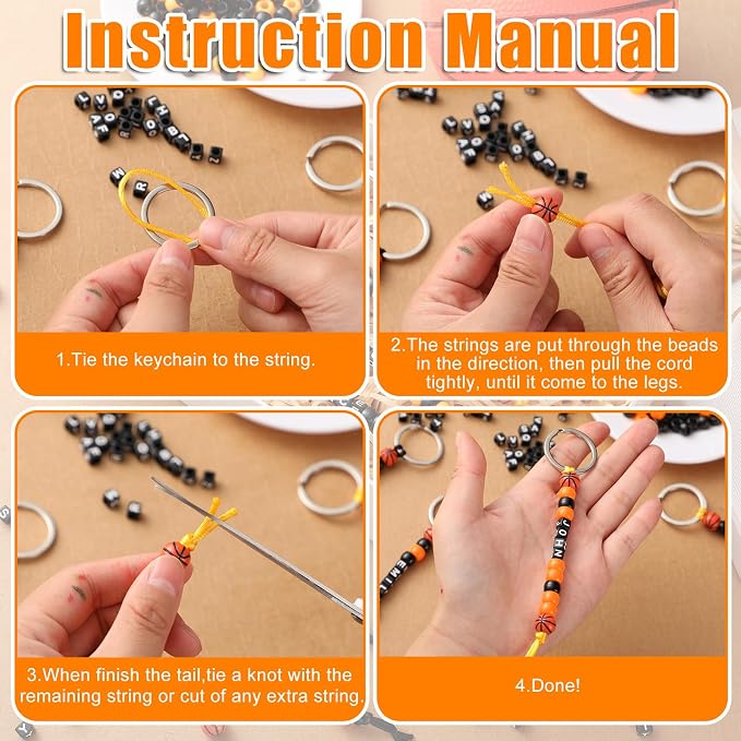 Landical 564 Pcs Basketball Keychain Making Kit DIY Basketball Bead Key Chain Set Craft Adjustable Sport Letter Bead Sport Theme Party Favor Gift Accessory Holiday Decoration for Adult(Vintage Color)