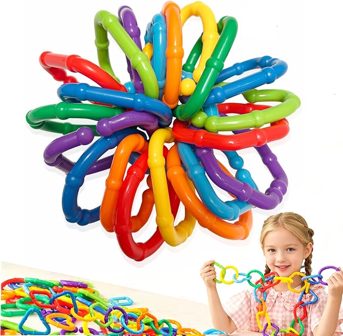 50PCS Baby Rings Toy Links Plastic Babies Teething Ring Attach Baby Toys to Strollers or Carrier Seat or Baby Bouncers for Infants