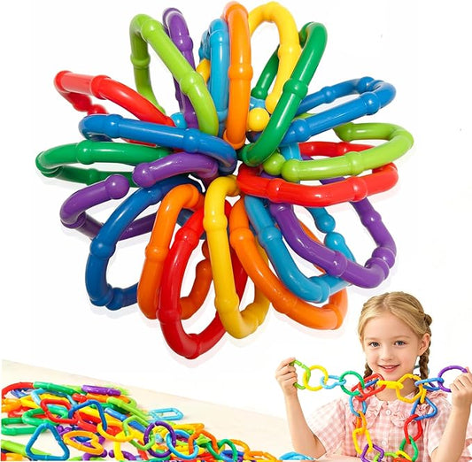 50PCS Baby Rings Toy Links Plastic Babies Teething Ring Attach Baby Toys to Strollers or Carrier Seat or Baby Bouncers for Infants
