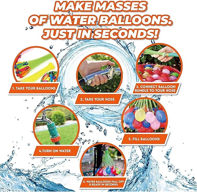 1000PCS Self Sealing Water Balloons Quick Fill, Water Balloon Yard Games Rapid Fill Kids Toys, Bunch of Balloons Set Summer Splash Party Easy Quick Fun Outdoor Backyard for Swimming Pool (Colorful)